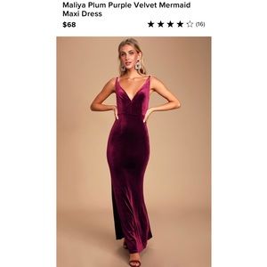 Maliya Plum Purple Velvet Mermaid Maxi Dress